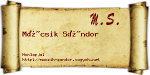 Mácsik Sándor névjegykártya