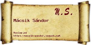 Mácsik Sándor névjegykártya