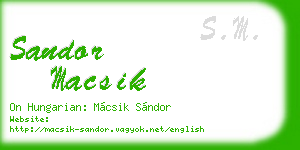 sandor macsik business card
